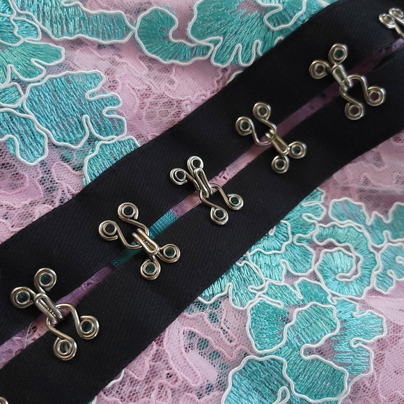 Marques Almeida Corset Y2K Dopamine Bright Ruffle Corded Floral Lace Top - Picture 8 of 15